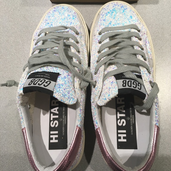 Golden Goose Hi-Star Shoe Iridescent Glitter NIB - Picture 6 of 8